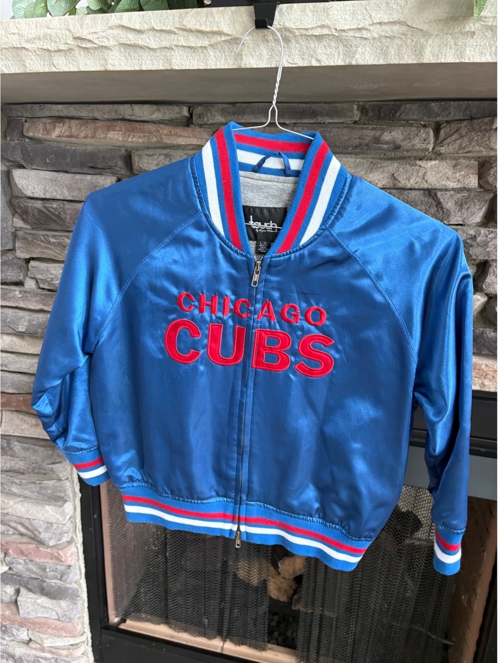 Vintage Touch Chicago Cubs Baseball Blue Satin Jacket Boys Size Large 10 12 Kids